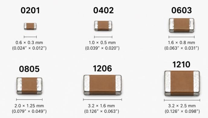 PCB部品のサイズ