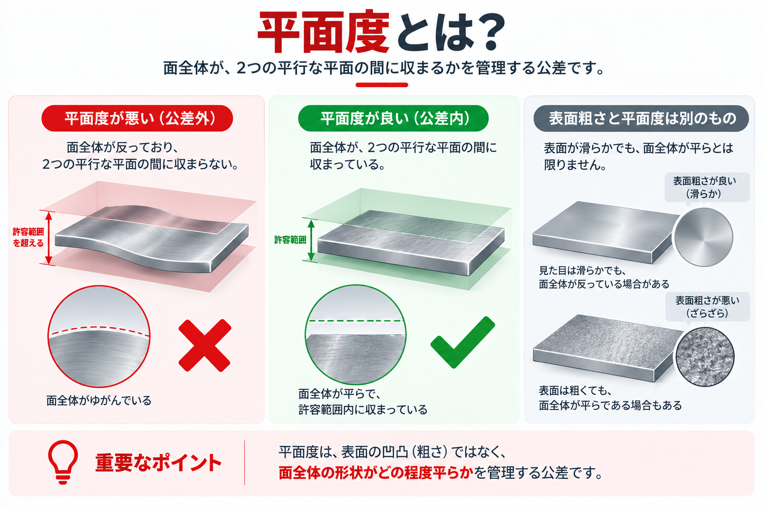 平面度とは?表面粗さとの違い