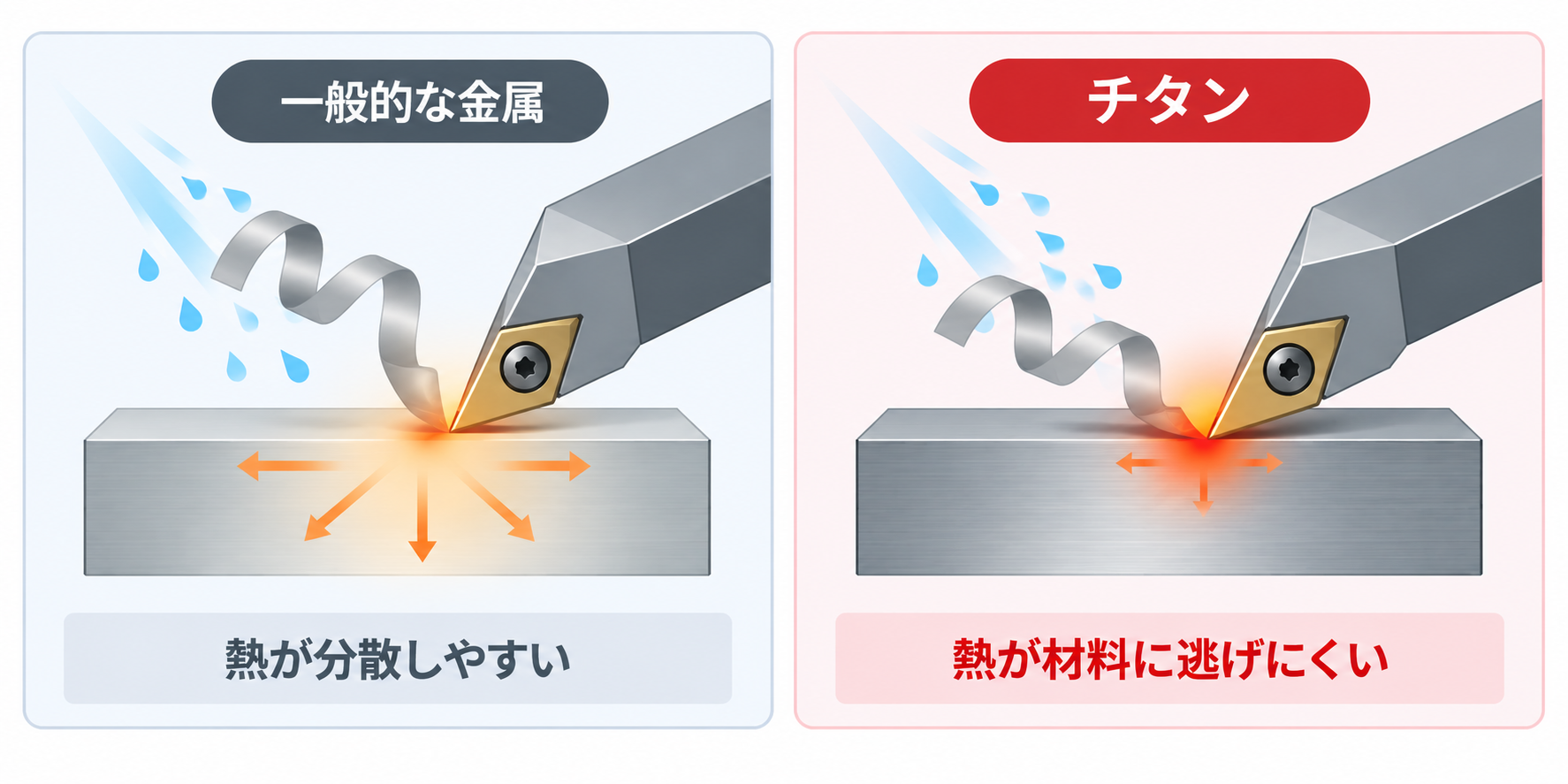 チタン 切削熱が逃げにくい