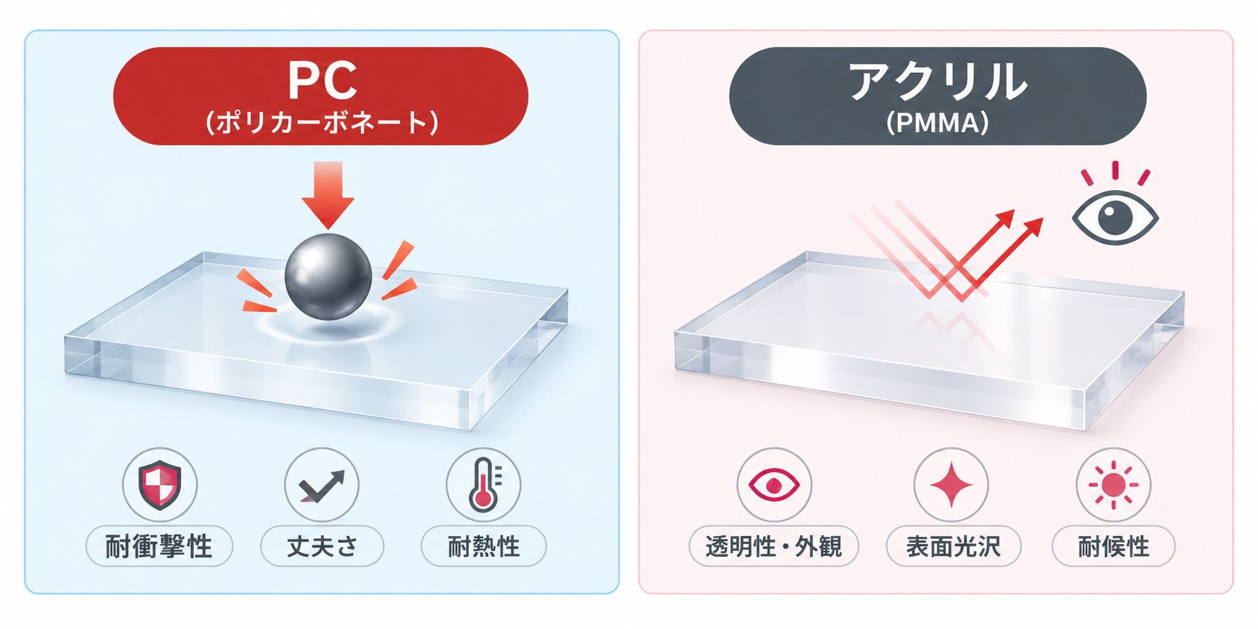 ポリカーボネートとアクリルの違い